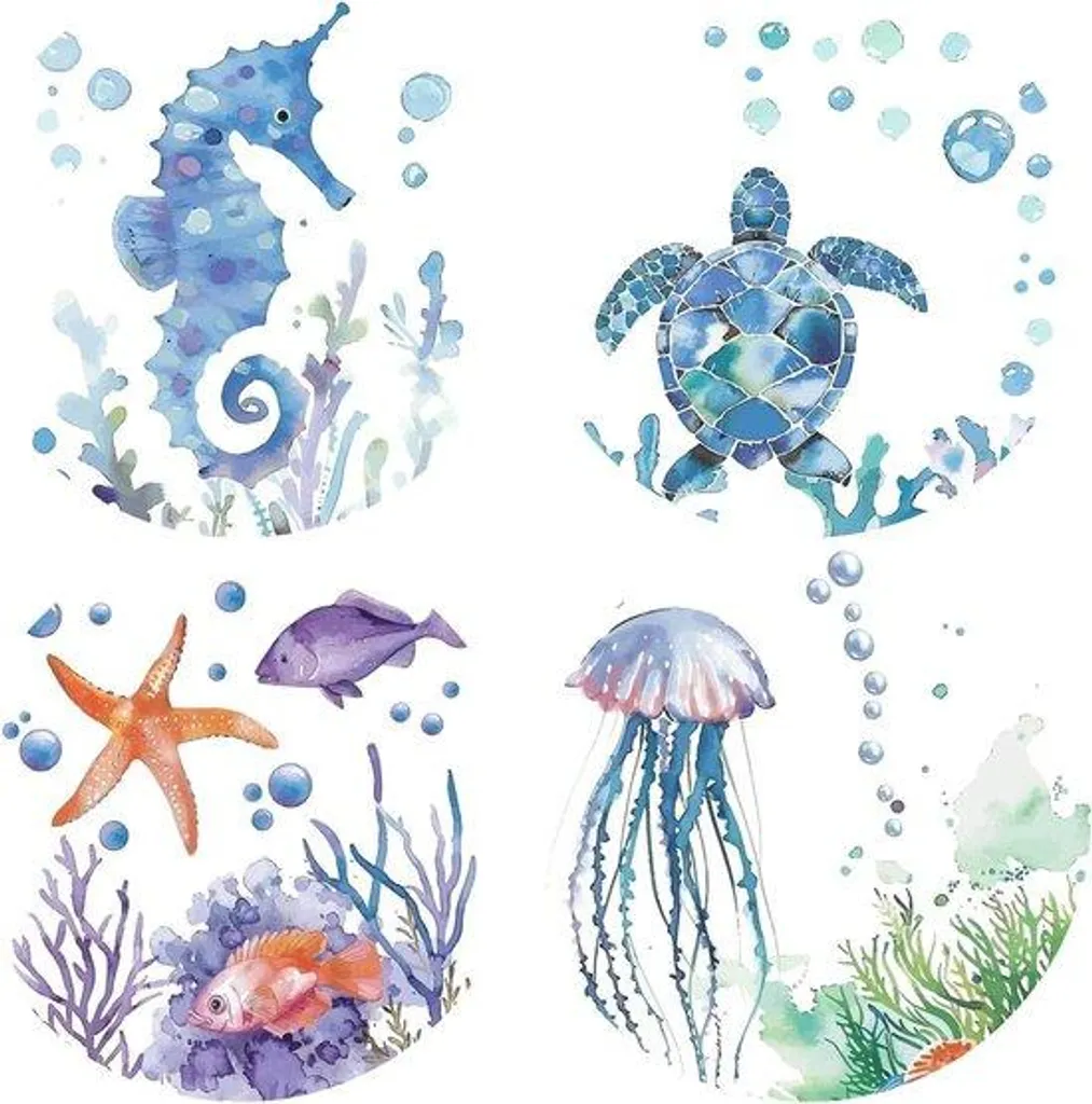 Sticker de fenêtre Animaux Marins 16 cm - Film vitrostatique décoratif