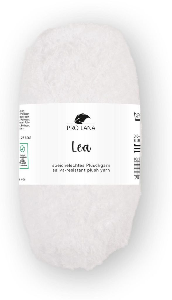Pro Lana LEA Babyplüsch Garn 25 g Ultraweiches Garn für Baby & Kuschelprojekte 90m Farbe 001 - weiß