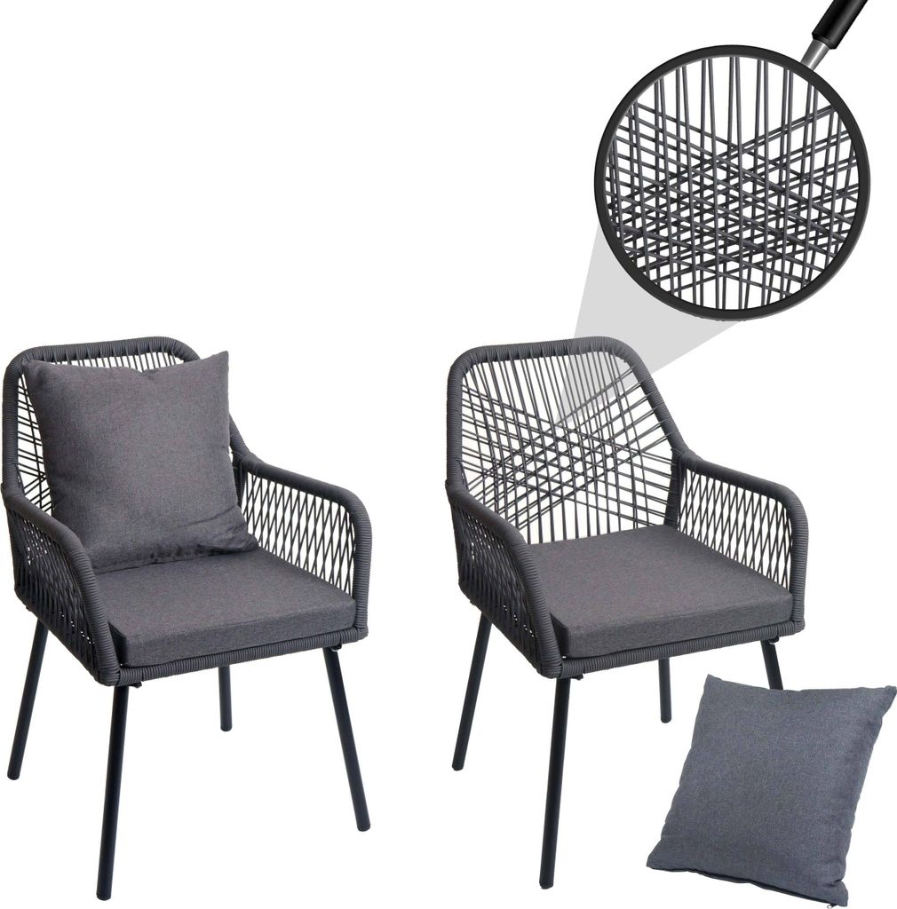 2er-Set Gartenstuhl MCW-O12, Outdoor Sitz-/Rückenpolster Produktbild 