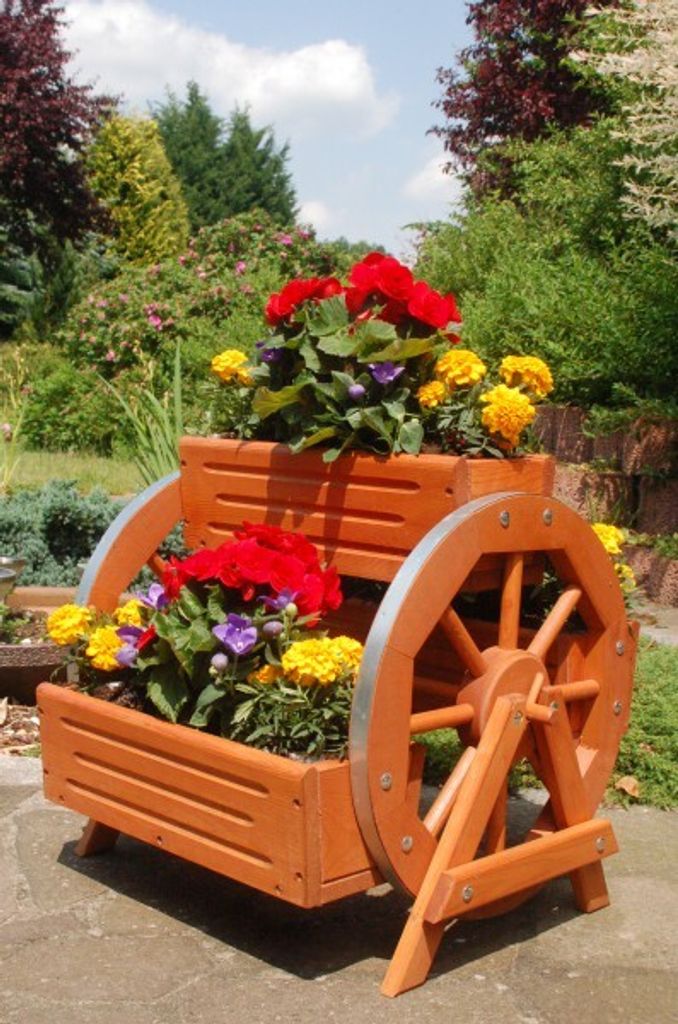 Blumentreppe, Blumenbank, Pflanztreppe 60 cm Breite aus Holz, in braun