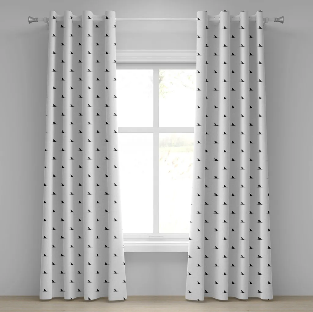 Rideau pour chambre ado thème marin requin - Set de 2 panneaux 280 cm