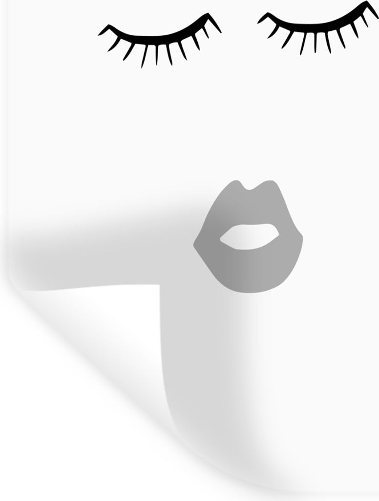 MuchoWow Wandtattoo Wandsticker Wandaufkleber Augen - Lippen - Schwarz - Weiß 20x30 cm Selbstklebend und Repositionierbar - Sticker - Dekorfolie