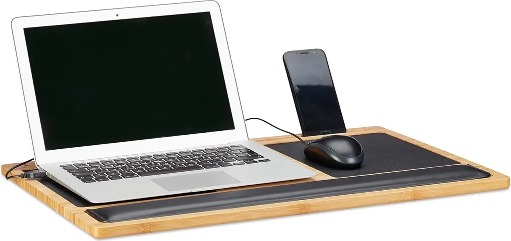 Basta PC bollenti! Tavolino Relaxdays Bambù: Il Tuo Nuovo Ufficio Mobile