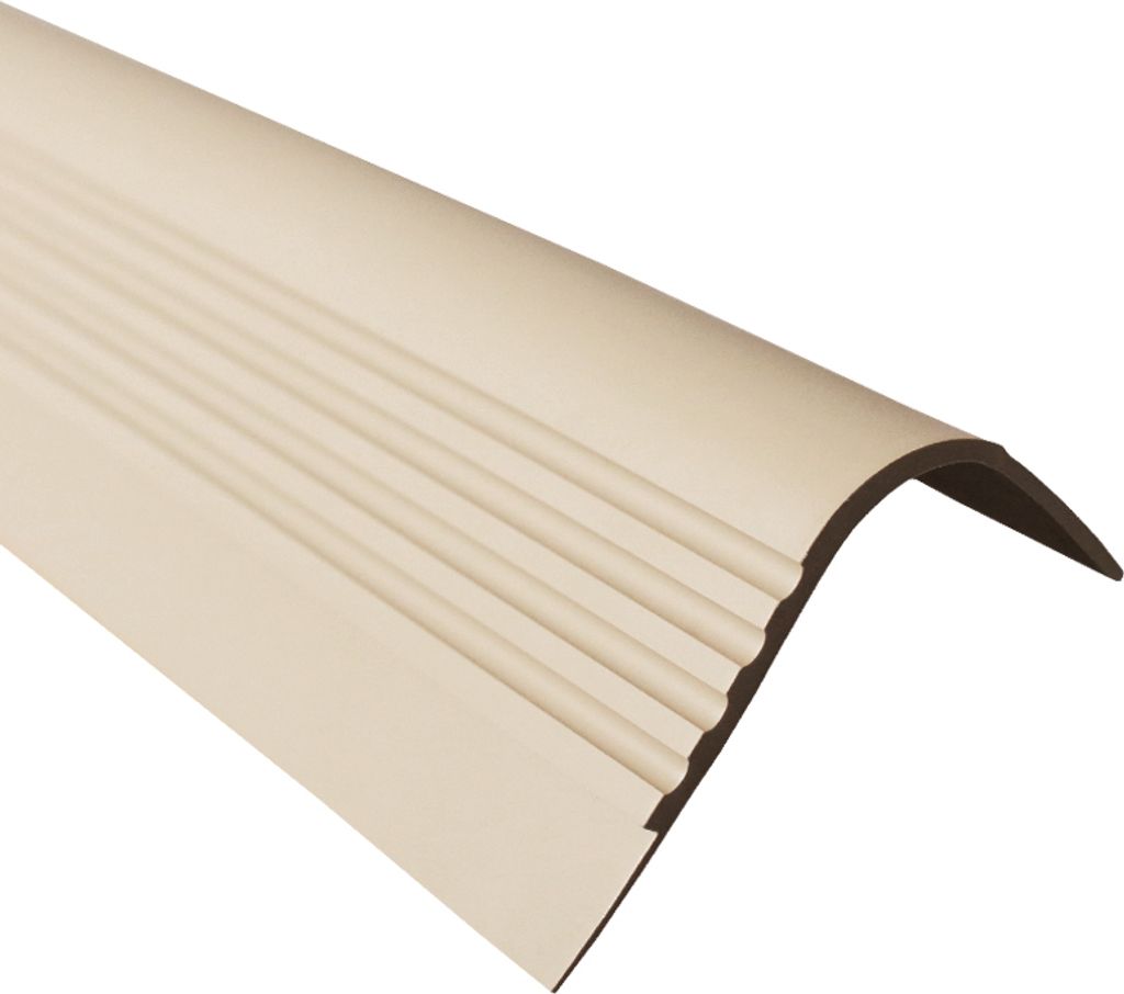 QUEST Treppenkantenprofil 40x42mm, 1.5m, Treppenprofil PVC für Treppenstufen, Treppenkantenschutz mit Rillen, Antirutsch, RDT, beige