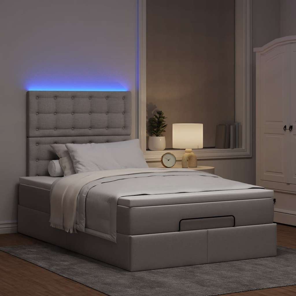 Hochwertig Ottoman-Bett mit Matratze Taupe 120x200 cm Stoff 3314166