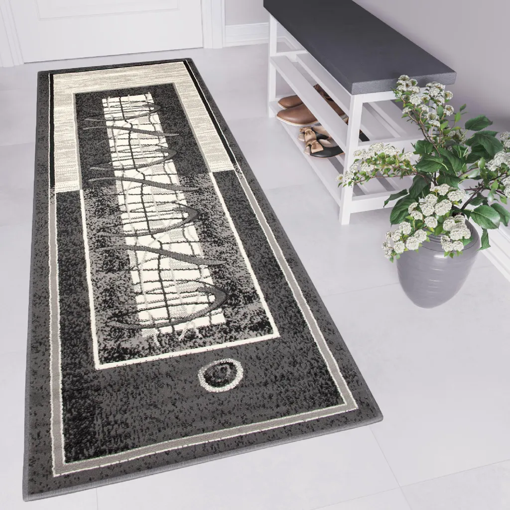 Chemin de Tapis de Chambre Dream Coloris Crème et Gris en 120x400 cm