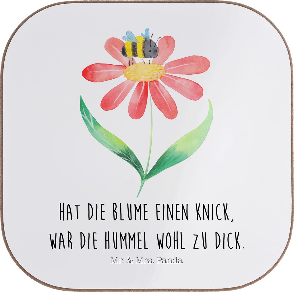 Mr. & Mrs. Panda Untersetzer für Gläser Hummel Blume - Weiß - Geschenk, Biene, Wespe, Tischuntersetzer, Getränkeuntersetzer, Coaster, Lustige S...