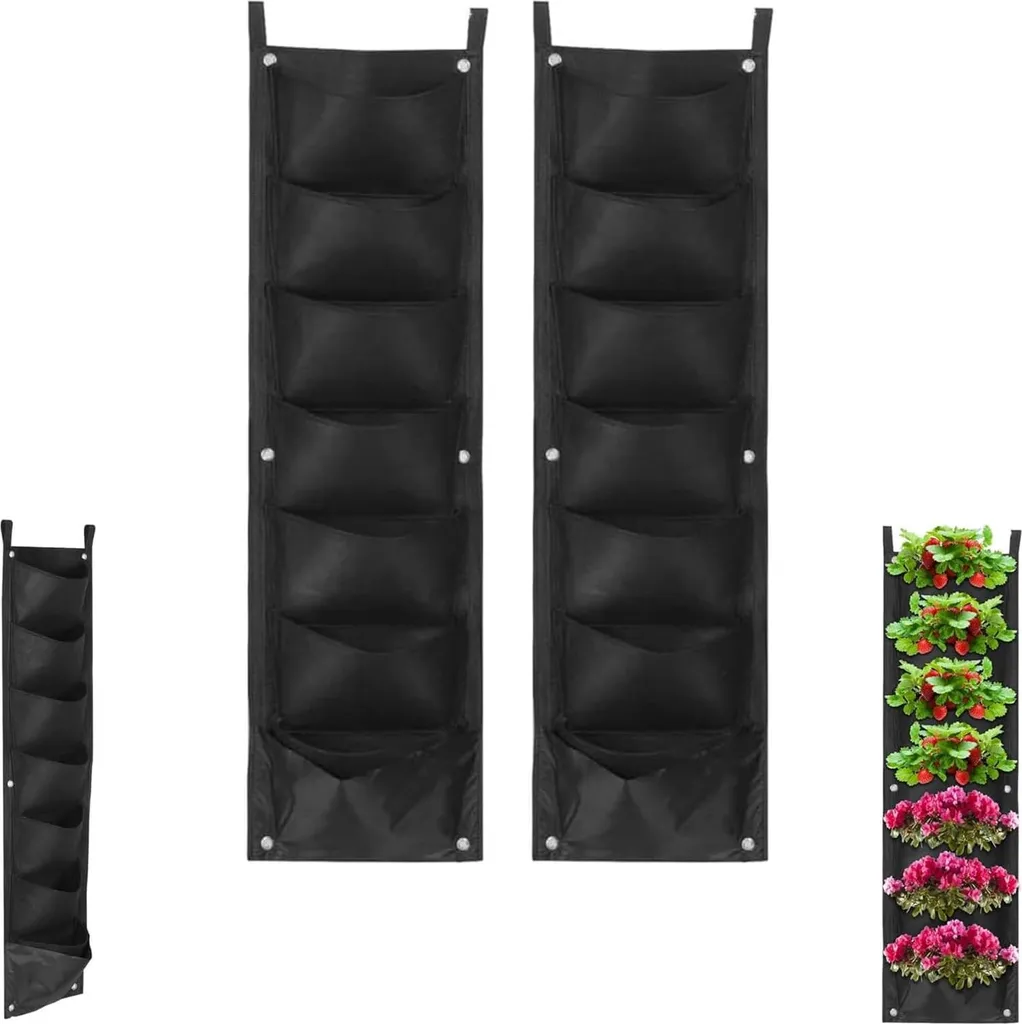 Sacs à plantes verticaux avec protection murale étanche - Lot de 2 gris