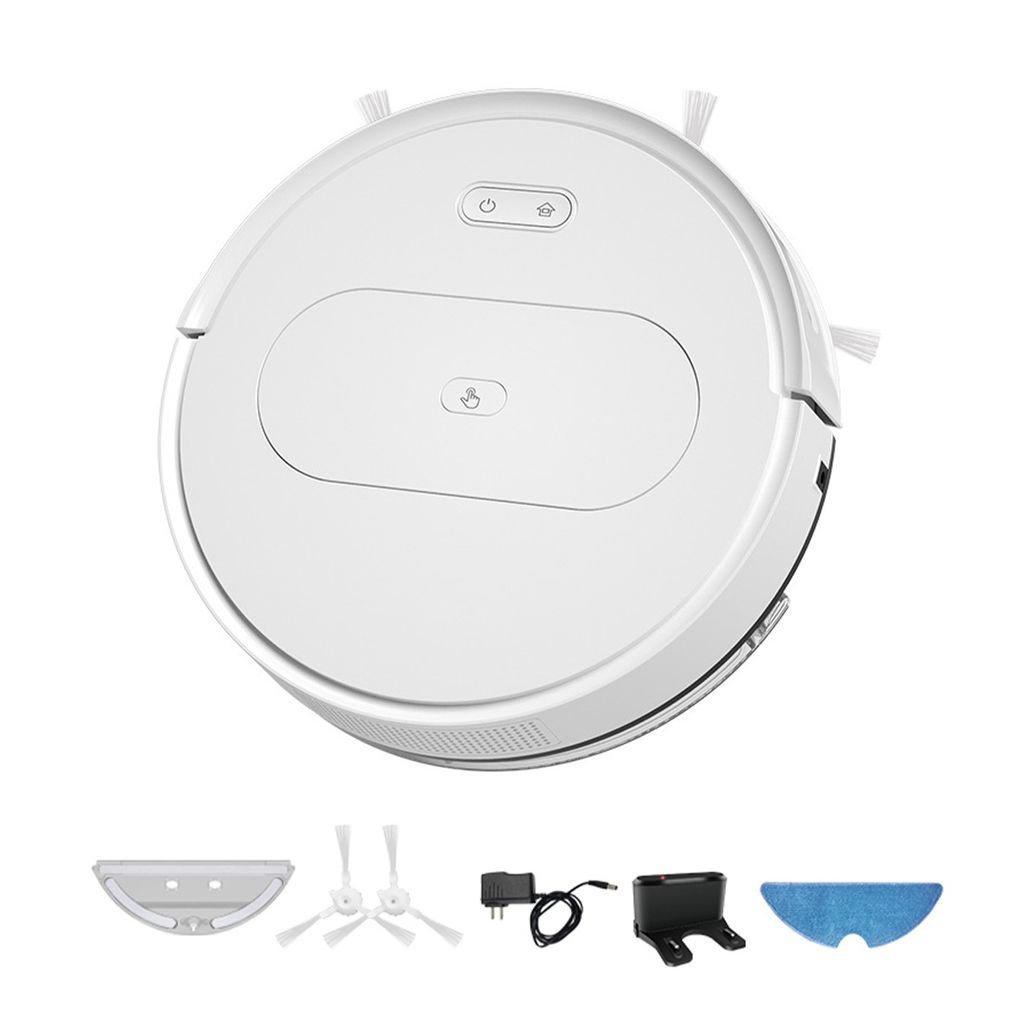 Staubsauger,3600Pa Kehrroboter,Wi-Fi Robotersauger Wischroboter mit 400mL Staubbehälter, 90min,Intelligenter Fallschutz,Weiß