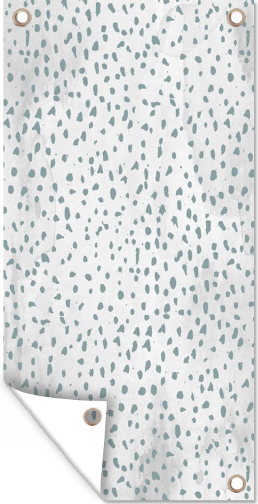 MuchoWow 80x160 cm Outdoor-Poster Gartendeko Sichtschutz Garten Poster für den Garten Polka dots - Marmor - Weiß