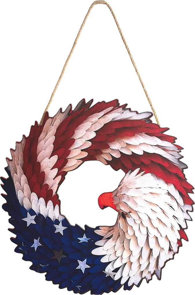 Renewed Wings Kranz, Unabhängigkeitstag-Dekoration mit Schlüsselband, einfach aufzuhängen, wasserdicht, Türschild, Haustür-Ornament