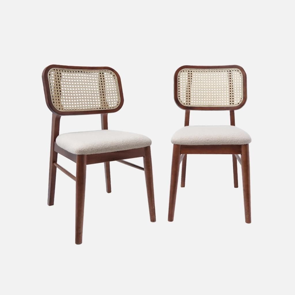 sweeek - 2er-Set Vintage-Stühle aus Heveaholz mit Produktbild 
