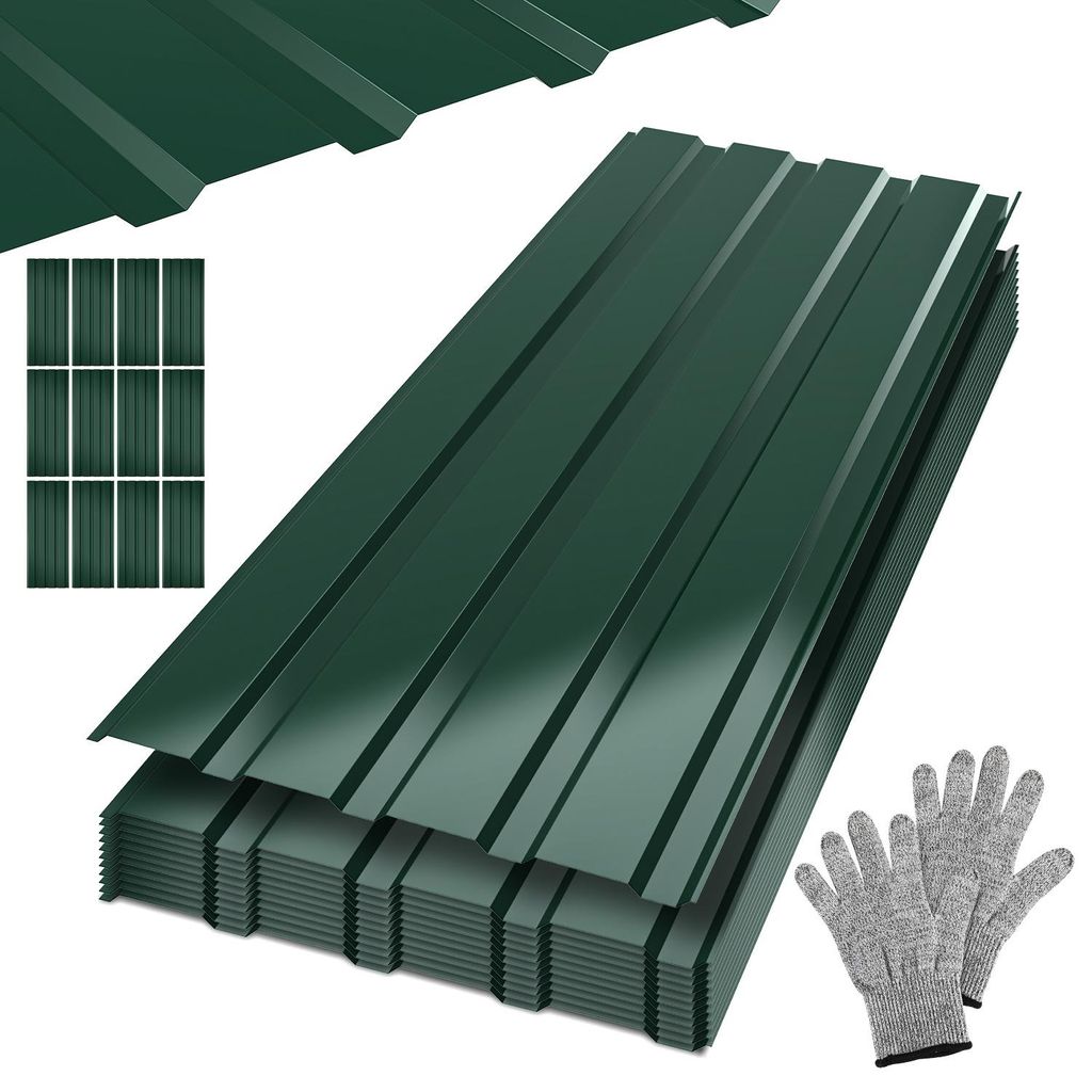 Ikodm 12 lames de tôle trapézoïdale 115 cm x 45 cm = 6 m² Image du produit 