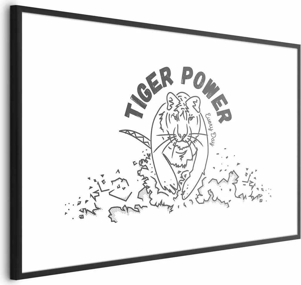 Tiger Power Poster Motivazionale 60x40 cm Cornice Nera Ufficio