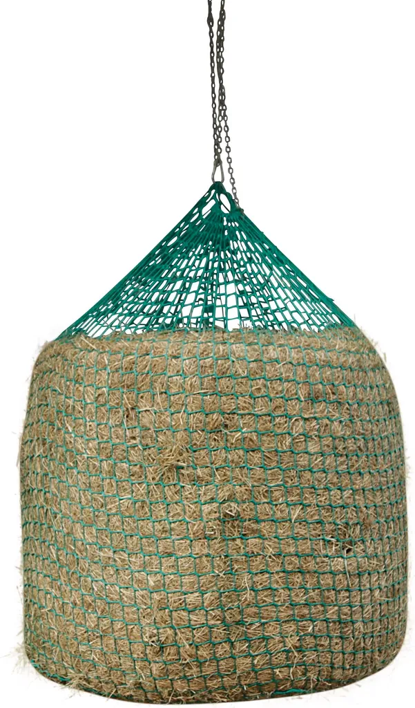 Filet à foin suspendu pour écurie et paddock, format rond 125x160 cm