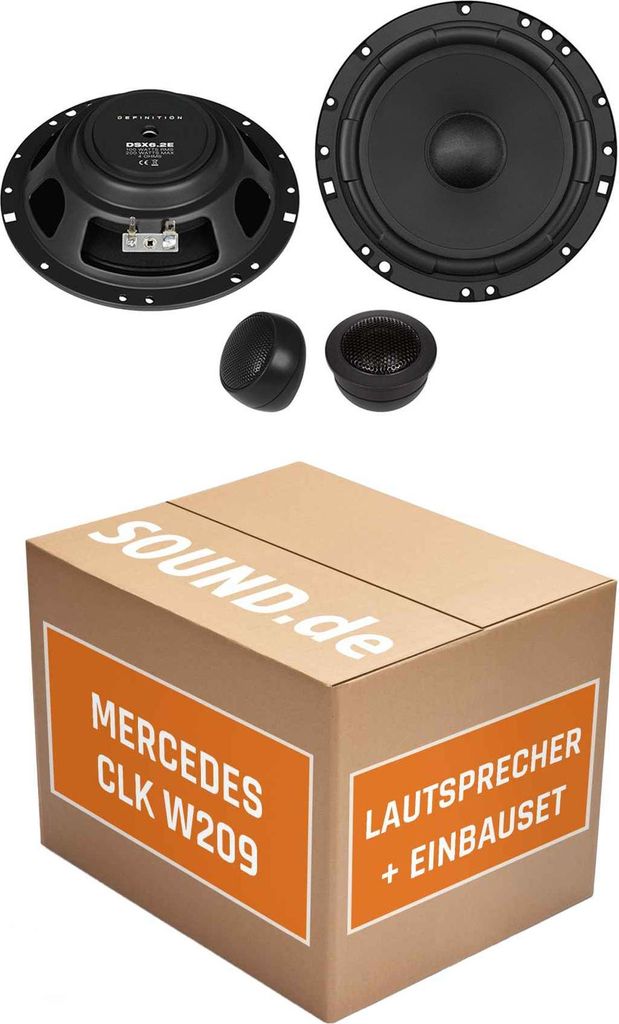 Lautsprecher Boxen Einbaupaket vorne Crunch DSX6.2E passend für Mercedes CLK 209 + Coupé/Cabrio | Set für zwei Türen