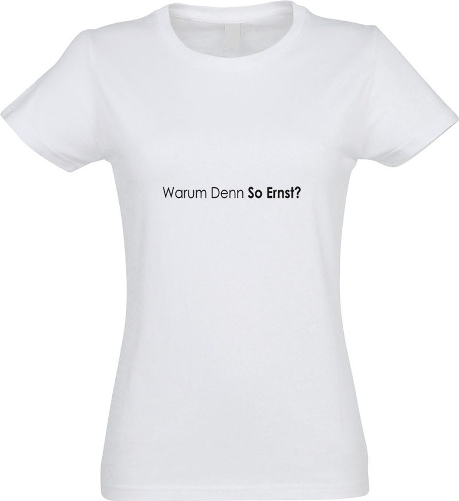 Kiwistar - T-Shirt tailliert - Damen - Weiss - Warum denn so ernst? Why so - mit Motiv Bedruckt - Funshirt Design - Sport - Freizeit - Damen - XXL