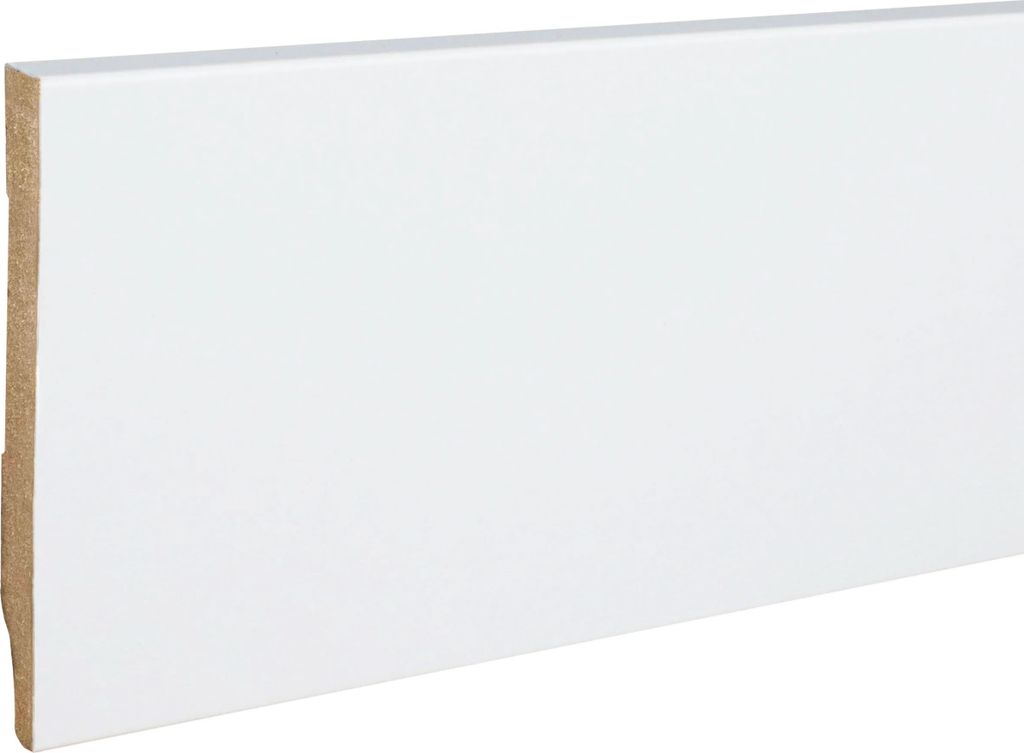 Fußleiste Cottbus 13 x 110 x 2500 mm MDF Foliert Klassisch Weiß Überstreichbar Eckiges Profil Moderne Sockelleiste Kabelkanal by PROVISTON