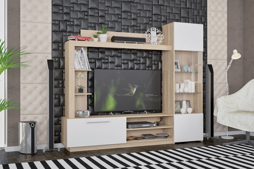 VLASTA obývací stěna dub sonoma, bílá Obrázek produktu 