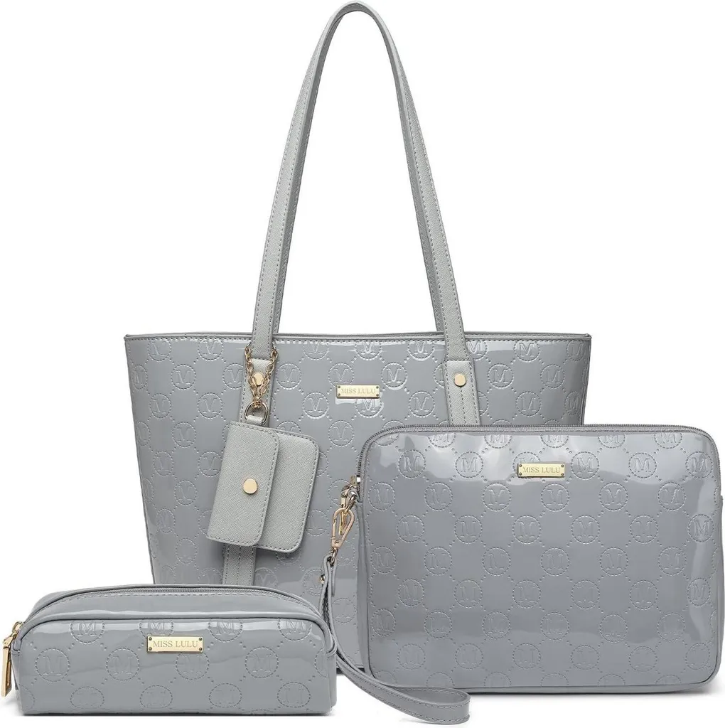 Sac Shopper Femme 3 pièces Cuir Synthétique Souple et Grand Format Moyen