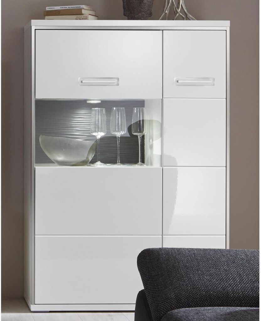 Highboard Beistellschrank Anrichte Vitrinenschrank Kommode Rechts "Trento II" ohne Beleuchtung