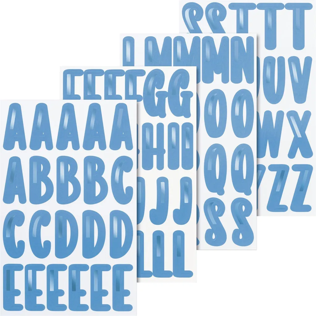 Marquage Facile : Alphabet Adhésif Bleu Métallisé 100x190 mm Lot de 4