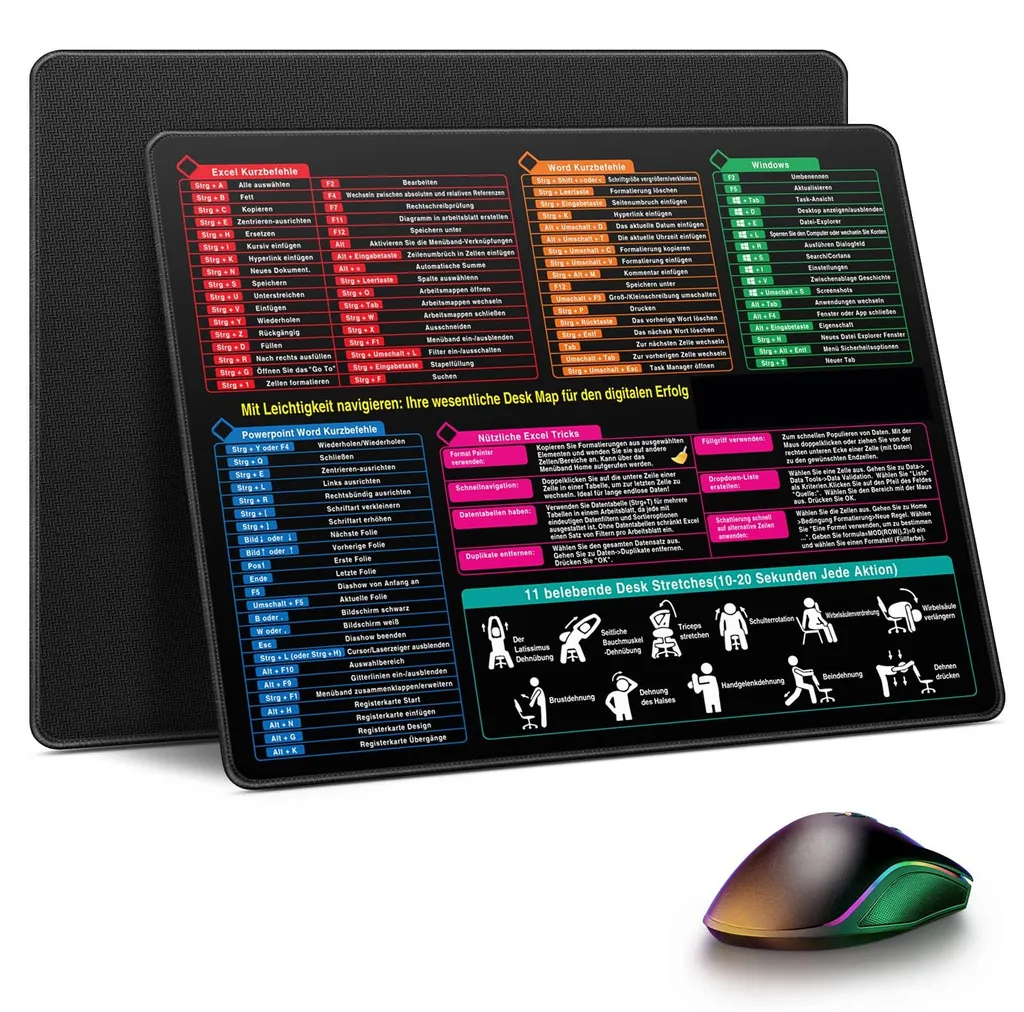 Tapis de souris bureautique et gaming imperméable format XL noir