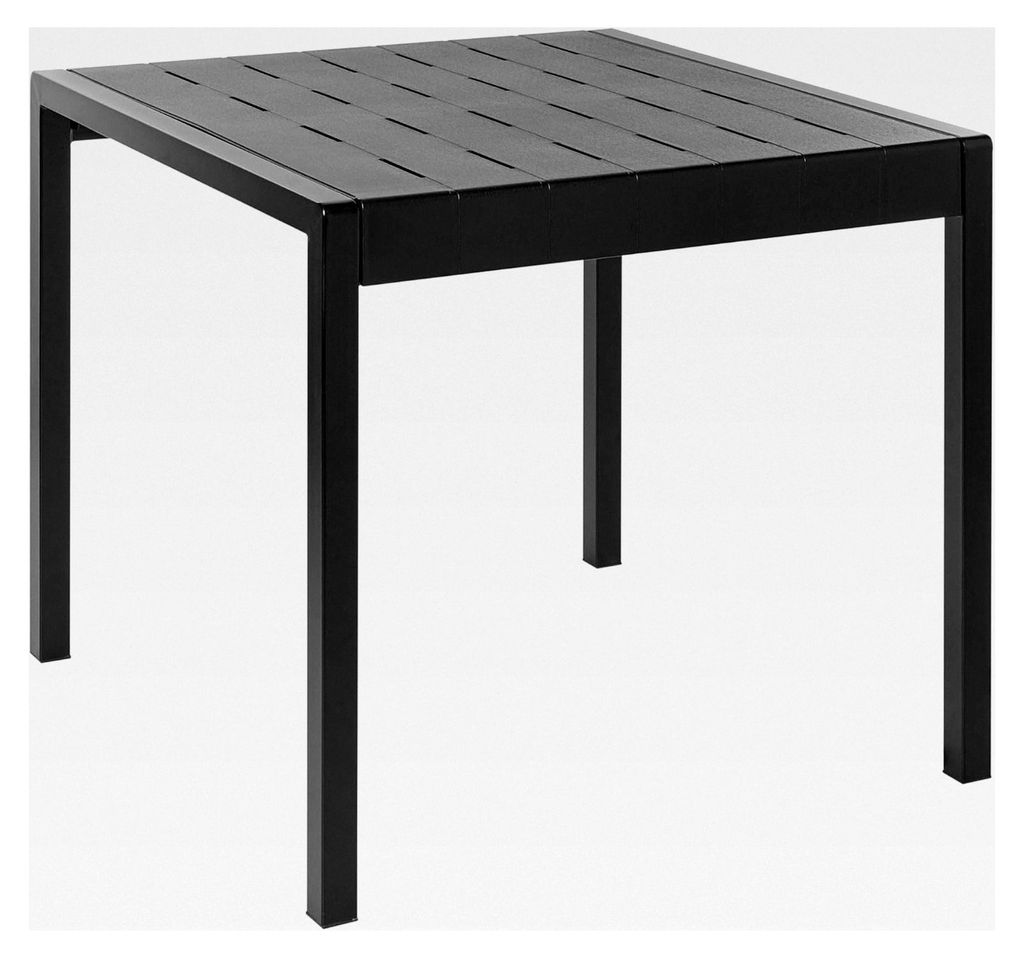 Gartentisch aus Kunststoff 81 x 84 cm wetterfest für 4 Personen schwarz