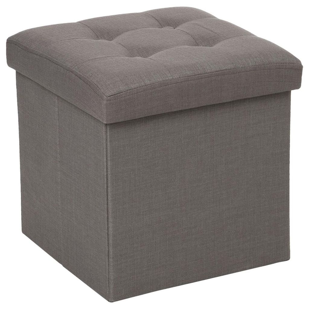 A folded storage ottoman.