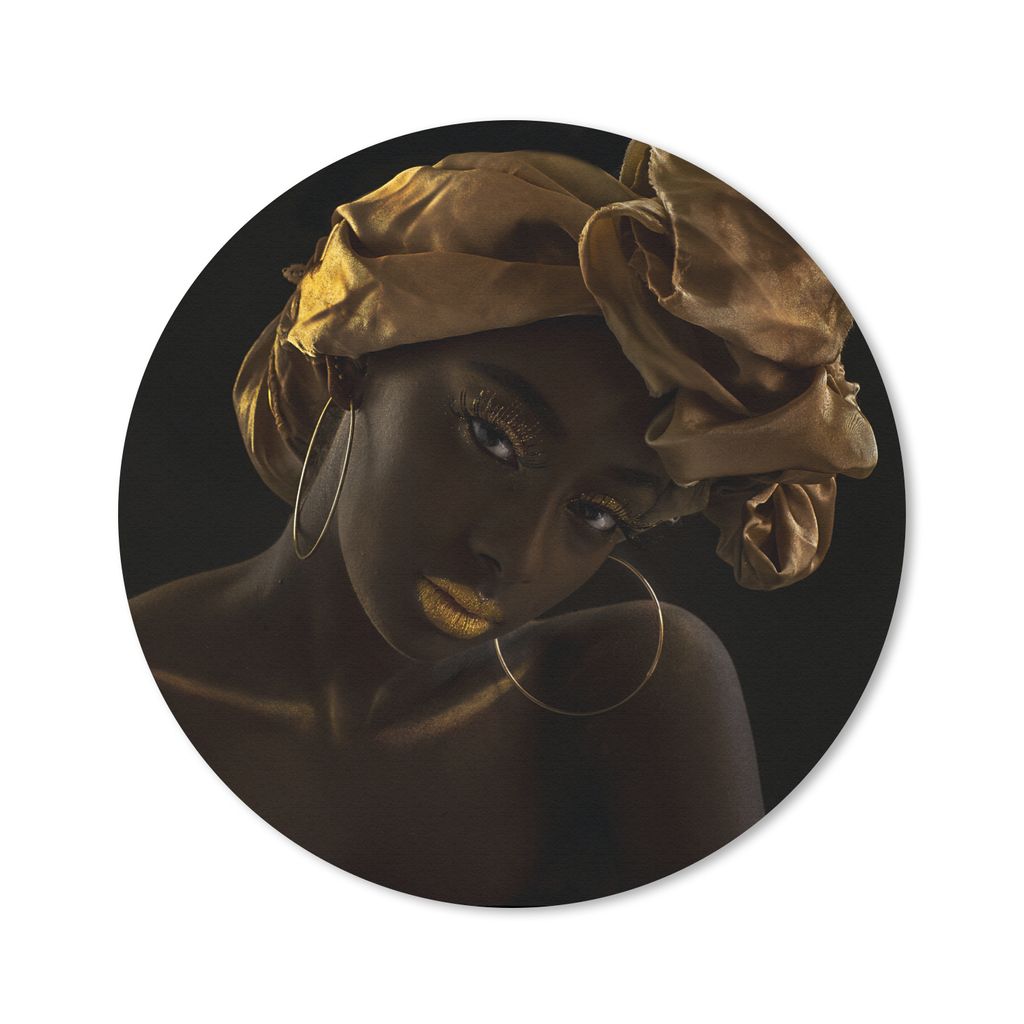 MuchoWow Mauspad Mousepad Frauen - Kopftuch - Gold - Luxus 20x20 cm - Mousepads - Maus Mat - Pad - Mausunterlage - Schreibtischmatte