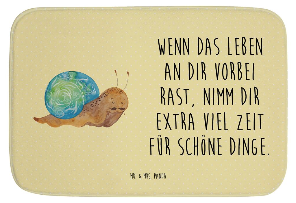 Mr. & Mrs. Panda Badematte Schnecke Sir - Gelb Pastell - Geschenk, Schnecken, duschmatte, Badteppich, Zeit nehmen, Weisheit, Badvorleger, Gute Laun...