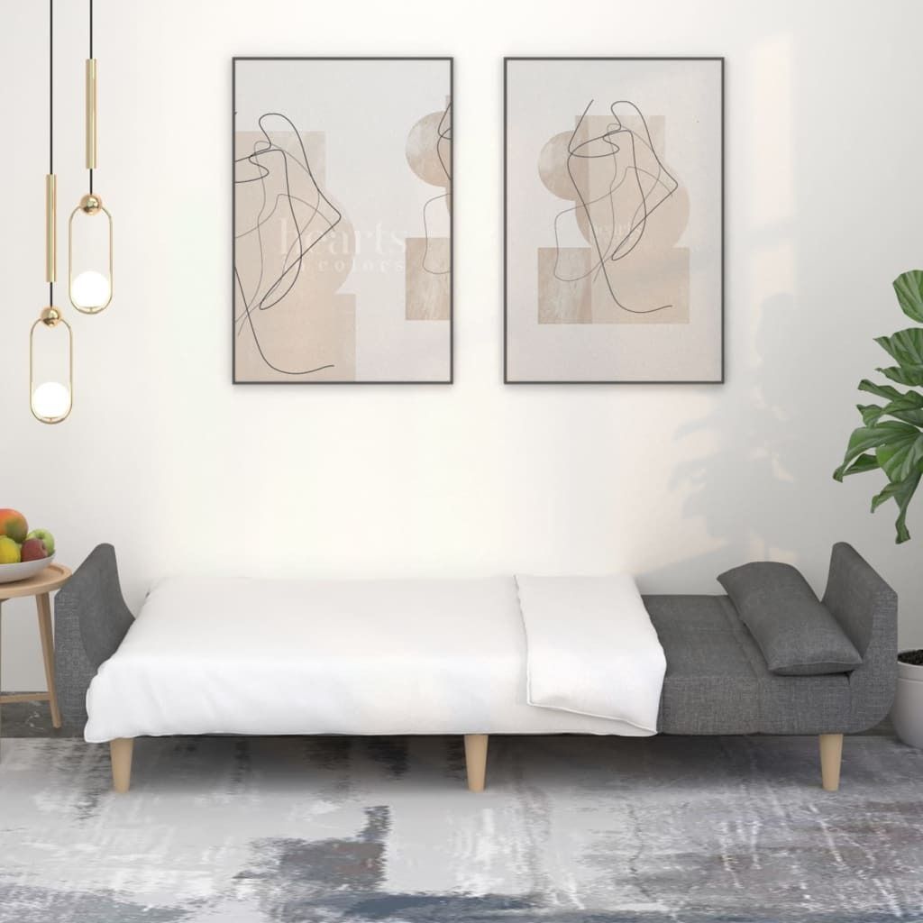 "2026 Aktion"Schlafsofa - CLORIS - Bettsofa eleganten Design - 2-Sitzer mit 2 Kissen Hellgrau Stoff - 220 x 84,5 x 69 cm - DEMöbel6790281