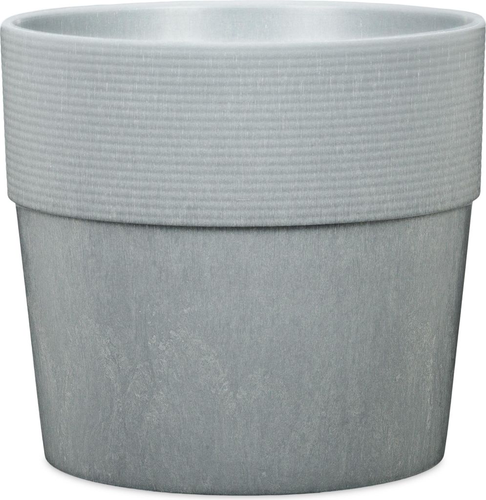Scheurich Groove+ 30, Pflanzgefäß/Pflanzkübel, rund, aus Kunststoff Farbe: Concrete, 28,5 cm Durchmesser, 26,2 cm hoch, 11 l Vol.