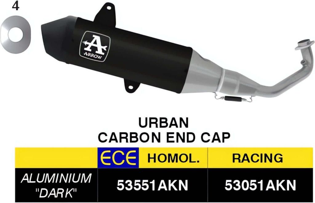 ARROW vollständige Auspuffanlage homologiert Urban schwarze Carbon-Endkappe für Piaggio VESPA GTS 310