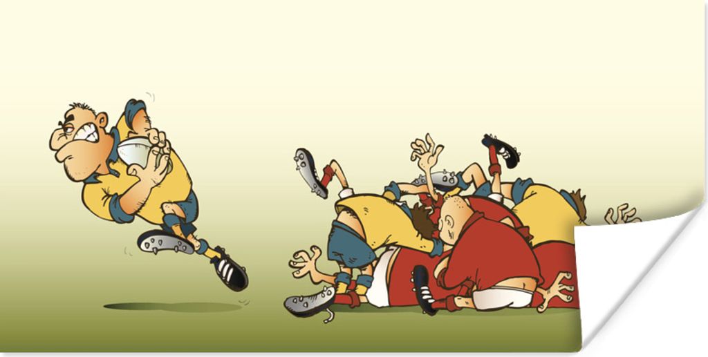 MuchoWow Poster Eine Illustration einer Rugby-Aktion 120x60 cm - Bild