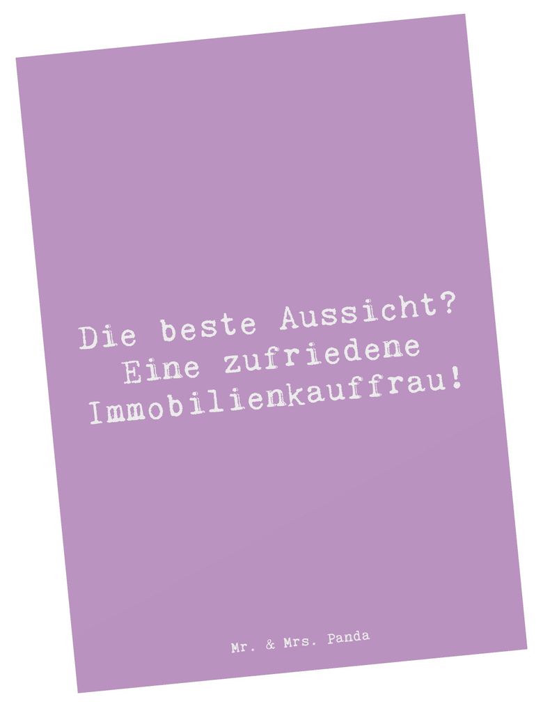 Mr. & Mrs. Panda Fotokarte Spruch Immobilienkauffrau Freude - Lavendeltraum - Geschenk, Ansichtskarten, Postkarten, Beruf, Postkarte, Ansichtskarte...