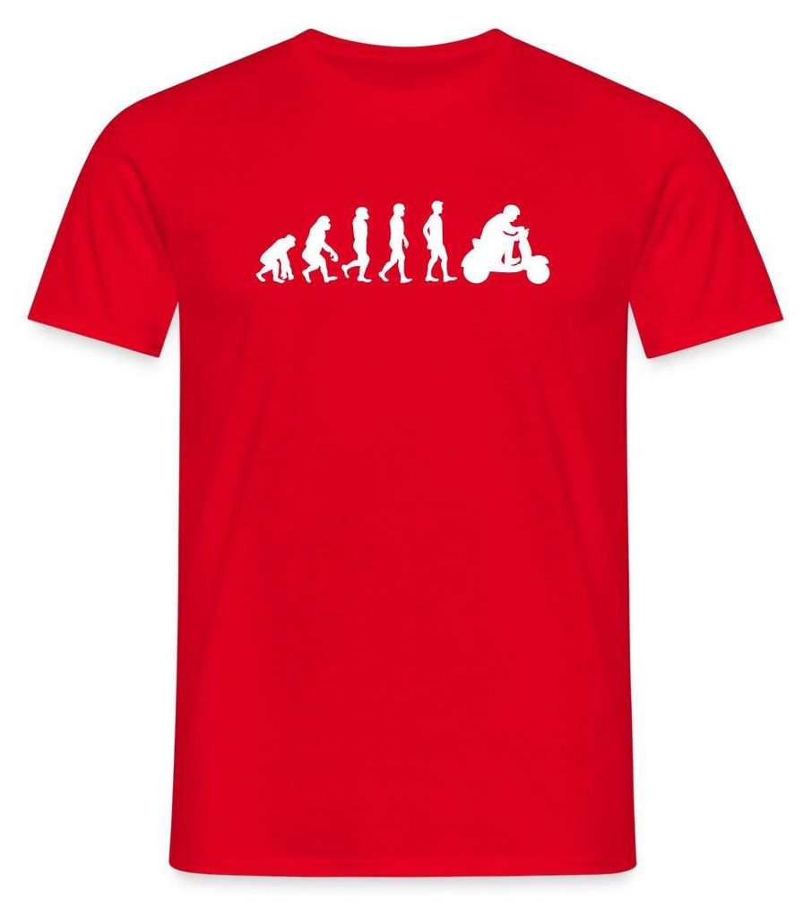 Spreadshirt Evolution Rollerfahrer Moped Motorroller Männer T-Shirt, M, Rot
