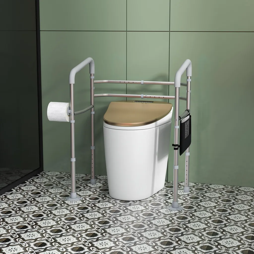 Support WC pour senior aide au levage réglable cadre gris sécurisé - 4