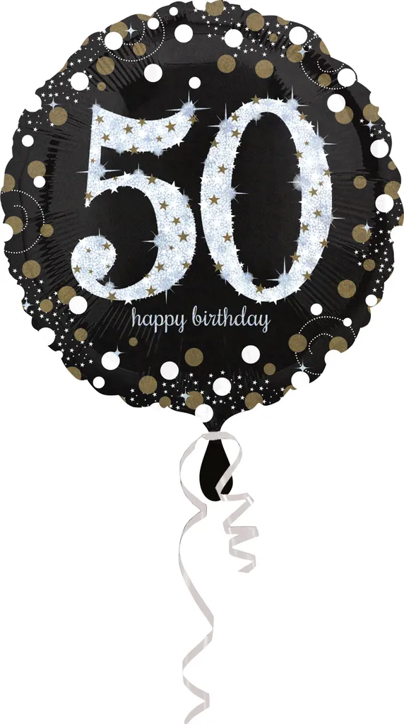 Ballon 50 ans Happy Birthday Sparkling 45cm pour décoration de salle