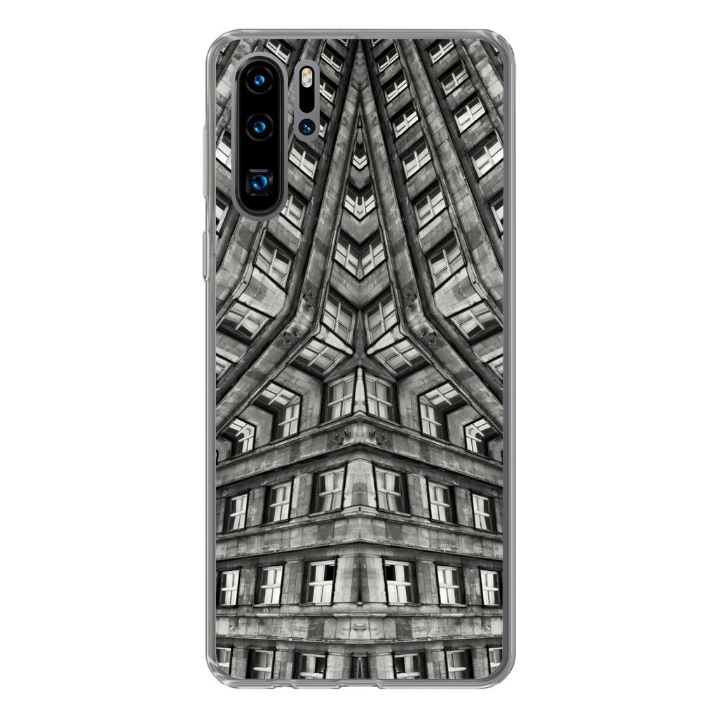 MuchoWow Handyhülle Schutzhülle Hülle für Huawei P30 Pro Kunst - Schwarz - Weiß - Psychedelisch Silikon Softcase Handy Hülle - Schutzdeckel