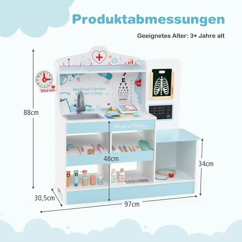 Jeu de Docteur Enfant Bleu : Station Médicale Interactive 24 Accessoires - 3