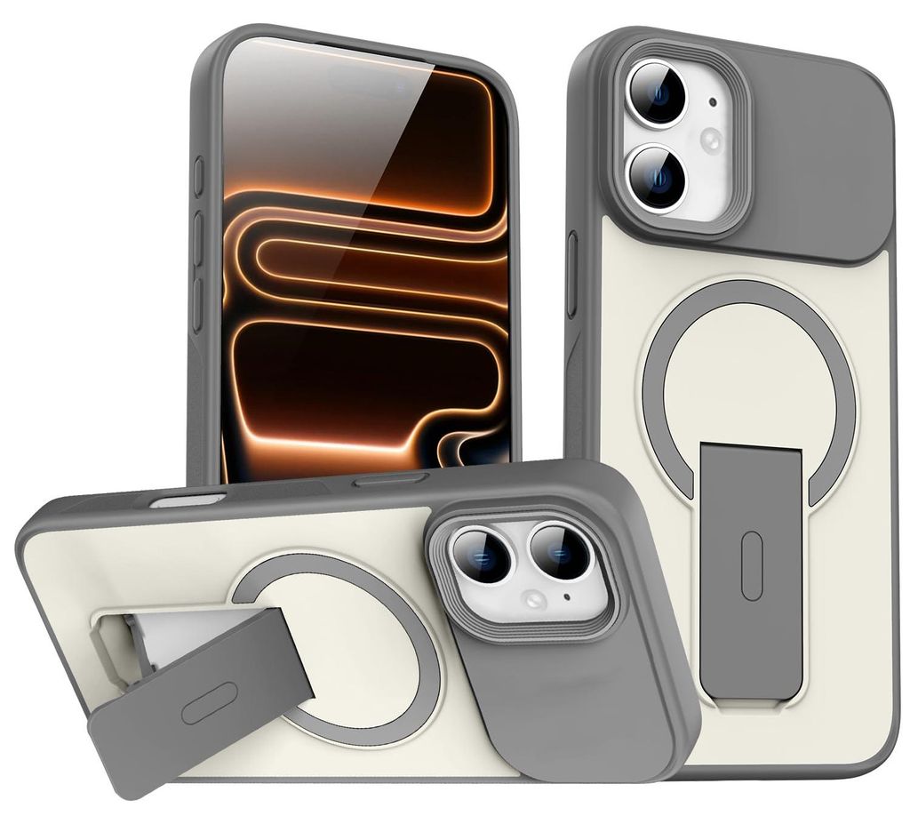 Magnet Ständer Hülle für iPhone 12 Pro, Kompatibel mit MagSafe, Matt Rückseite Stoßfeste Handyhülle Grau