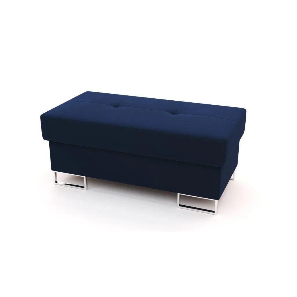 NEXT COLLECTION Hocker WILD (Weiches und angenehmes Veloursgewebe), Hohe Metallfüße, Lagerbehälter, Blau