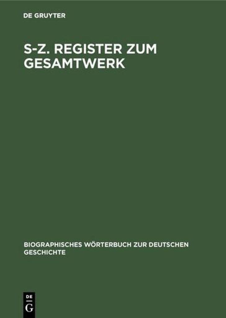 S-Z. Register zum Gesamtwerk