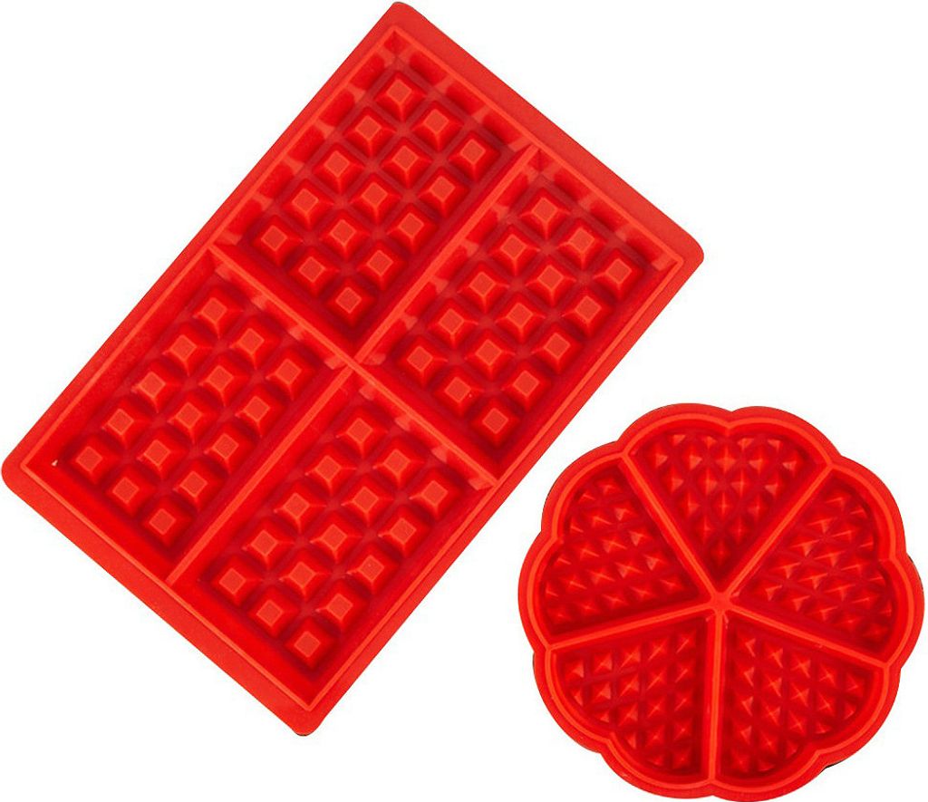 CANDeal Set mit 2 Silikon-Waffelformen, Waffel-Backformen, Backgeschirr, hochwertiger Muffinform-Antihaft-Backform, Mini-Herzform und Quadrat