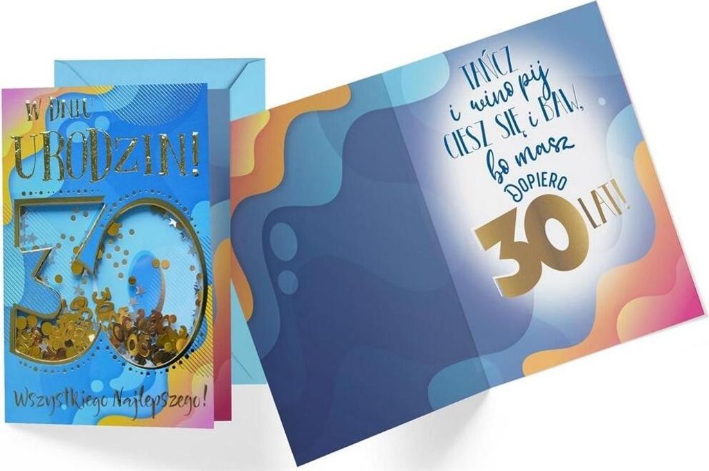 Geschenkkarte B6 Konfetti KNF-035 30. Geburtstag für Männer – Kukartka