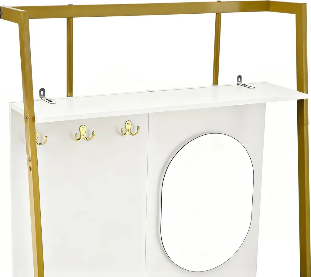 Meuble d'Entrée Compact Blanc à Double Porte et Rangement à Chaussures - 5