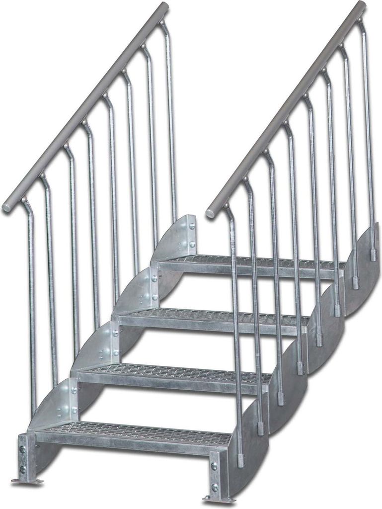 Wangentreppe | Höhe: 92-100 cm, Stufenbreite: 100 cm | Beidseitiges Geländer
