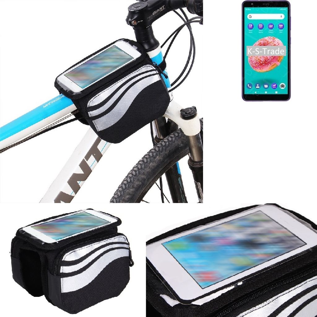 K-S-Trade Rahmentasche Fahrrad-Halterung kompatibel mit ZTE Blade A3Y Rahmenhalterung Fahrrad Handyhalterung Fahrradtasche Handy Smartphone Halterung