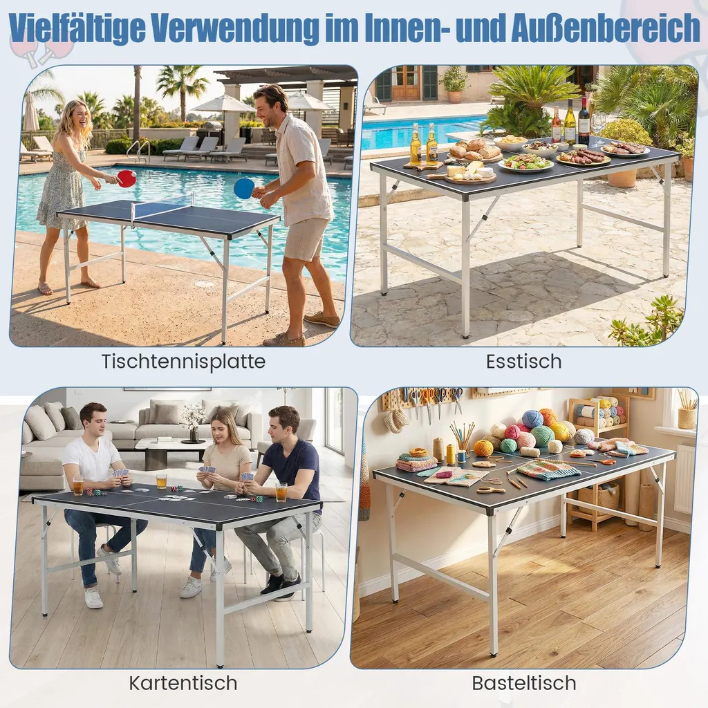 Table de ping-pong gain de place avec accessoires de jeu inclus - 6